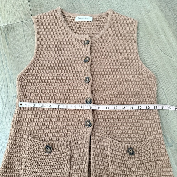 Aaron & Amber Mocha Brown Button Down Knitted Sweater Vest Tank Top Medium - Picture 8 of 8
